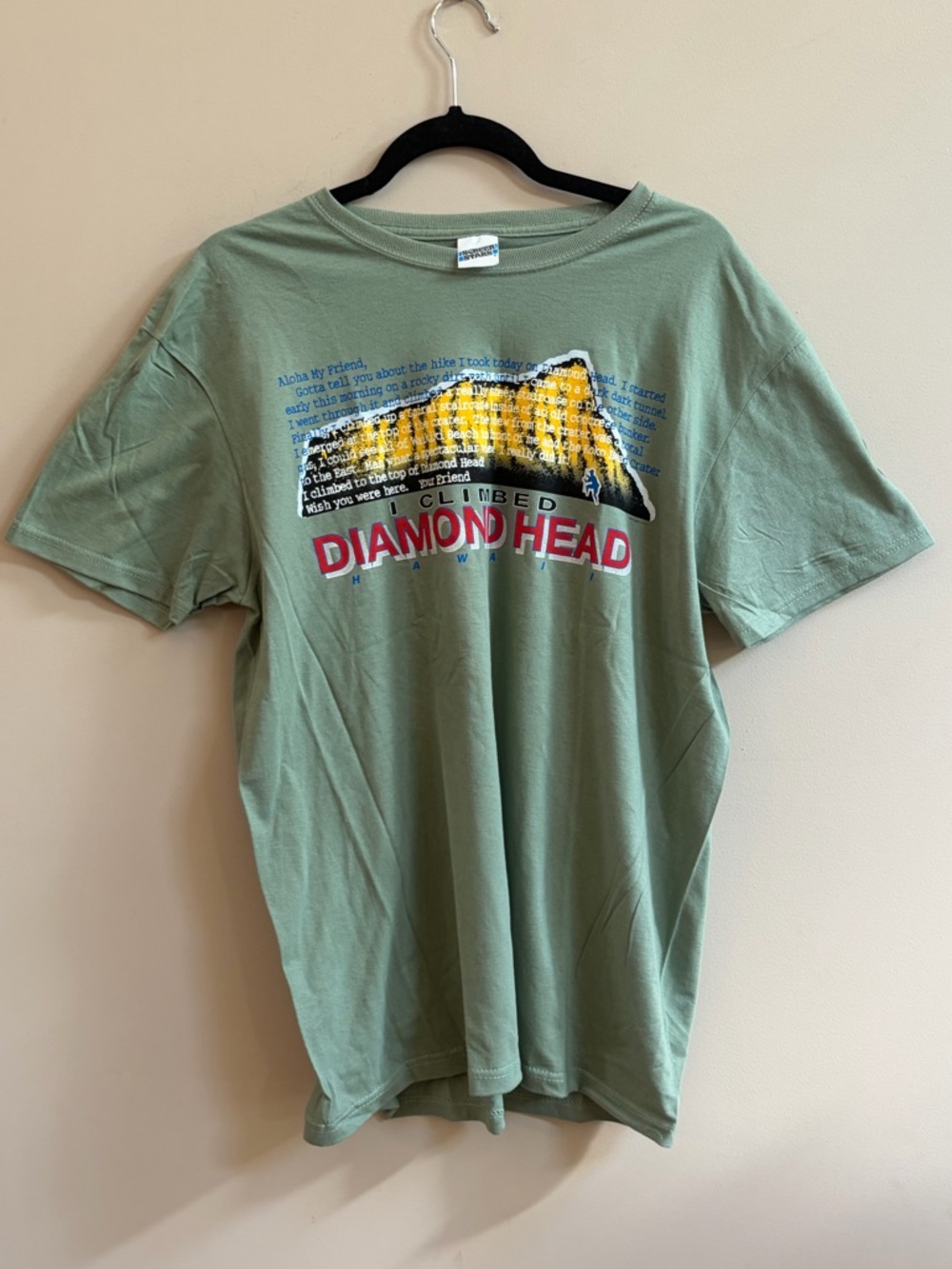Screen Stars Vintage I Climbed Diamond Head Hawaii Volcano Tee Shirt T-Shirt